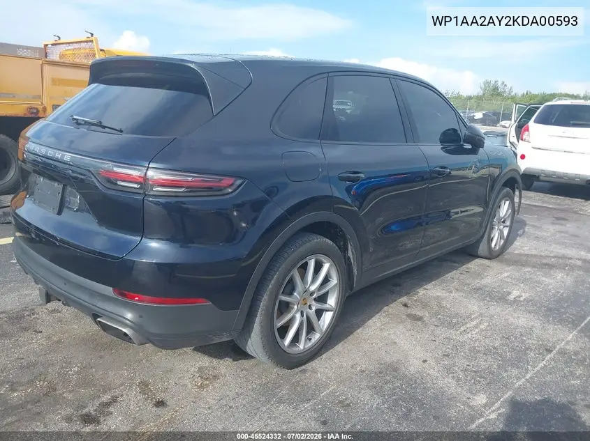 2019 Porsche Cayenne VIN: WP1AA2AY2KDA00593 Lot: 45524332