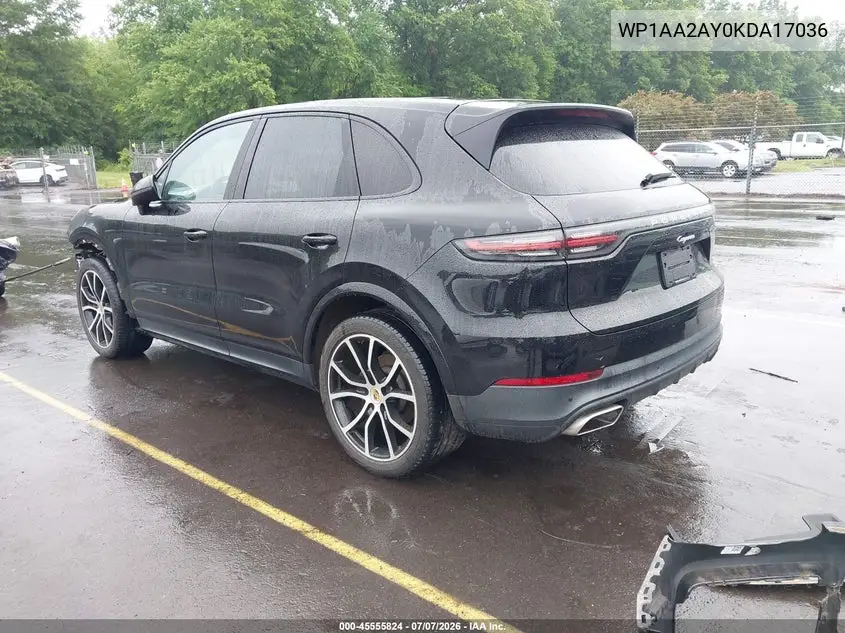 2019 Porsche Cayenne VIN: WP1AA2AY0KDA17036 Lot: 45555824