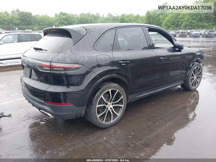 2019 Porsche Cayenne VIN: WP1AA2AY0KDA17036 Lot: 45555824
