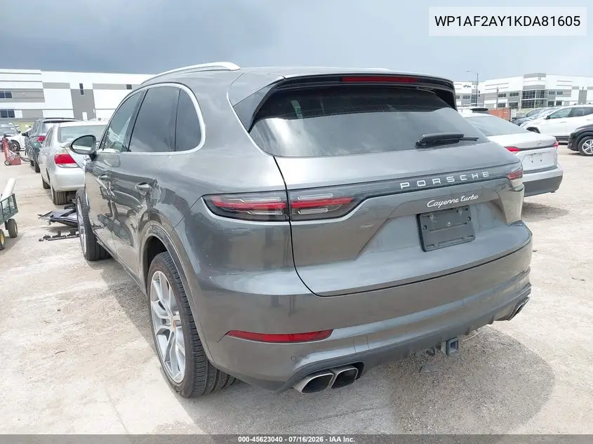 2019 Porsche Cayenne Turbo VIN: WP1AF2AY1KDA81605 Lot: 45623040