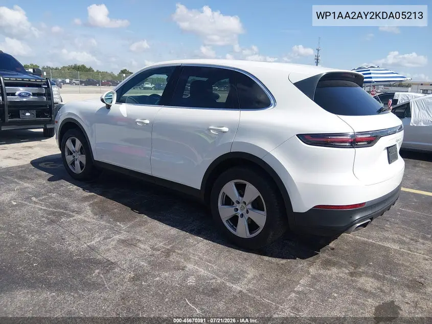 2019 Porsche Cayenne VIN: WP1AA2AY2KDA05213 Lot: 45670391