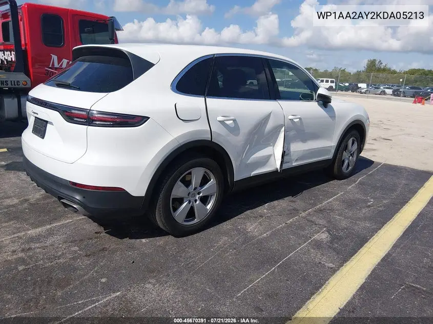 2019 Porsche Cayenne VIN: WP1AA2AY2KDA05213 Lot: 45670391