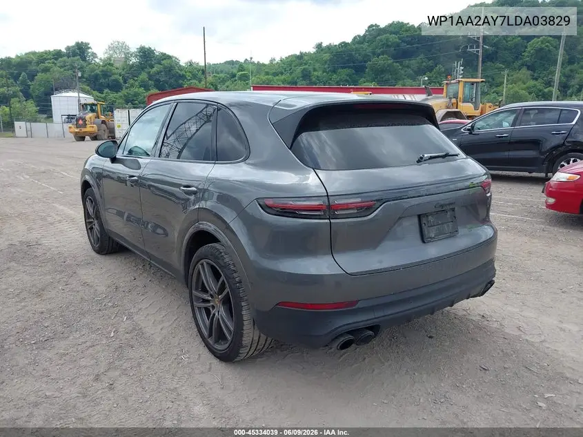 2020 Porsche Cayenne VIN: WP1AA2AY7LDA03829 Lot: 45334039