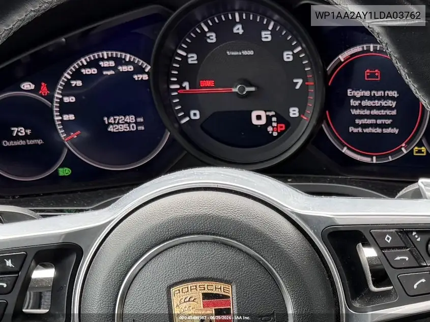 2020 Porsche Cayenne VIN: WP1AA2AY1LDA03762 Lot: 45499982
