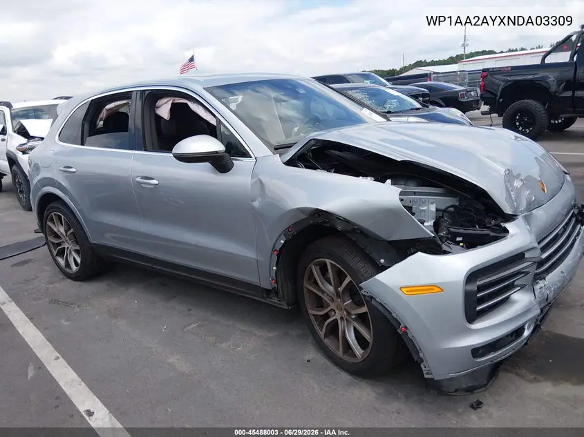 2022 Porsche Cayenne Platinum Edition VIN: WP1AA2AYXNDA03309 Lot: 45488003