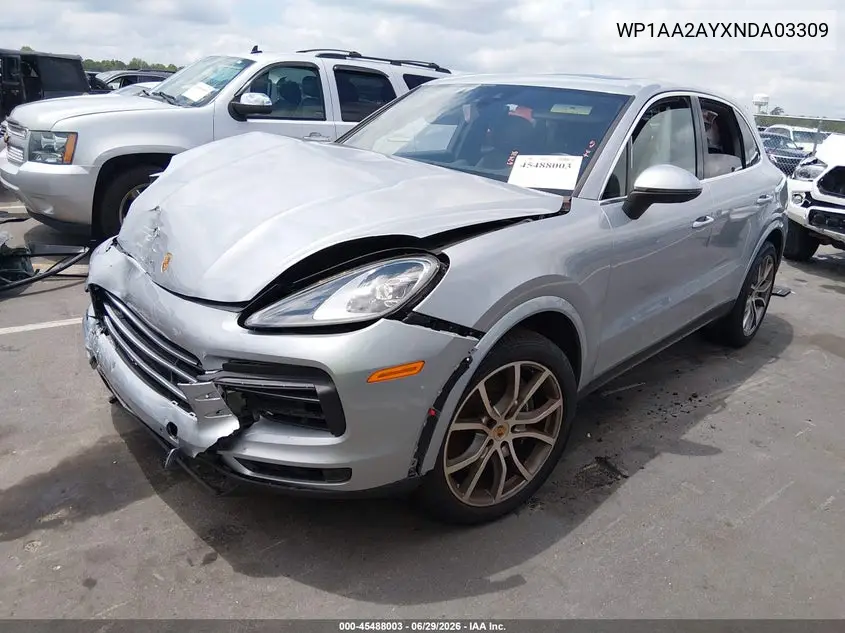 2022 Porsche Cayenne Platinum Edition VIN: WP1AA2AYXNDA03309 Lot: 45488003