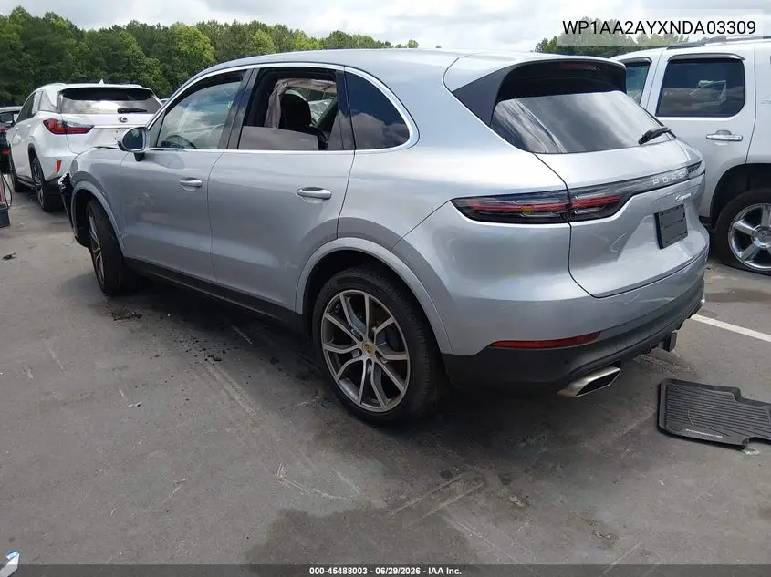 2022 Porsche Cayenne Platinum Edition VIN: WP1AA2AYXNDA03309 Lot: 45488003