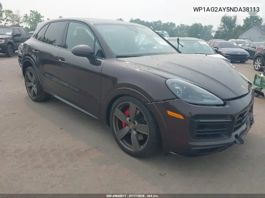 2022 Porsche Cayenne Gts VIN: WP1AG2AY5NDA38113 Lot: 45640017