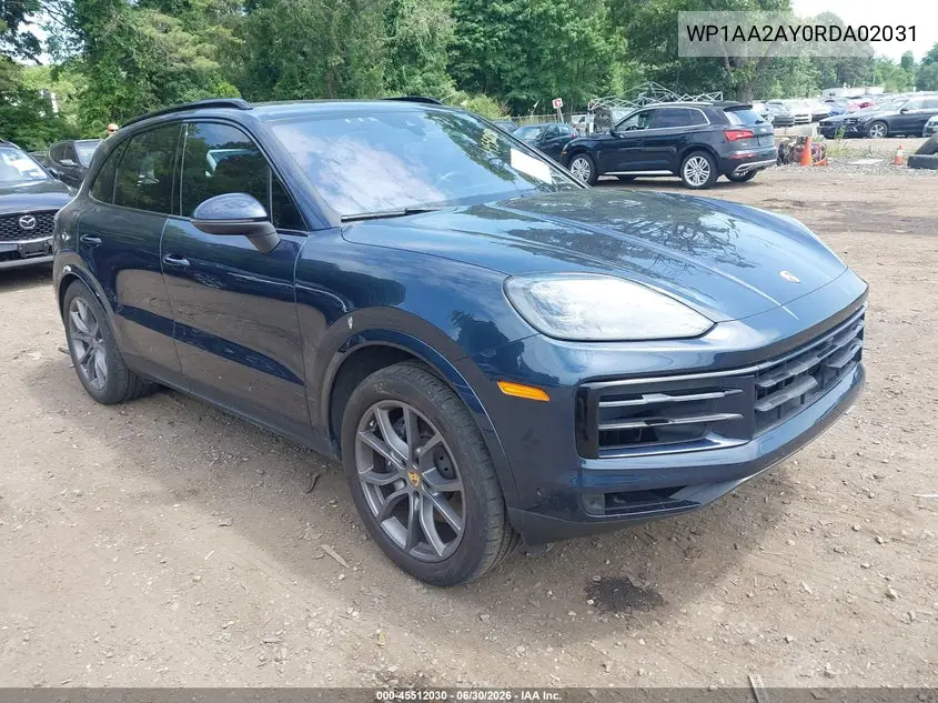 2024 Porsche Cayenne VIN: WP1AA2AY0RDA02031 Lot: 45512030