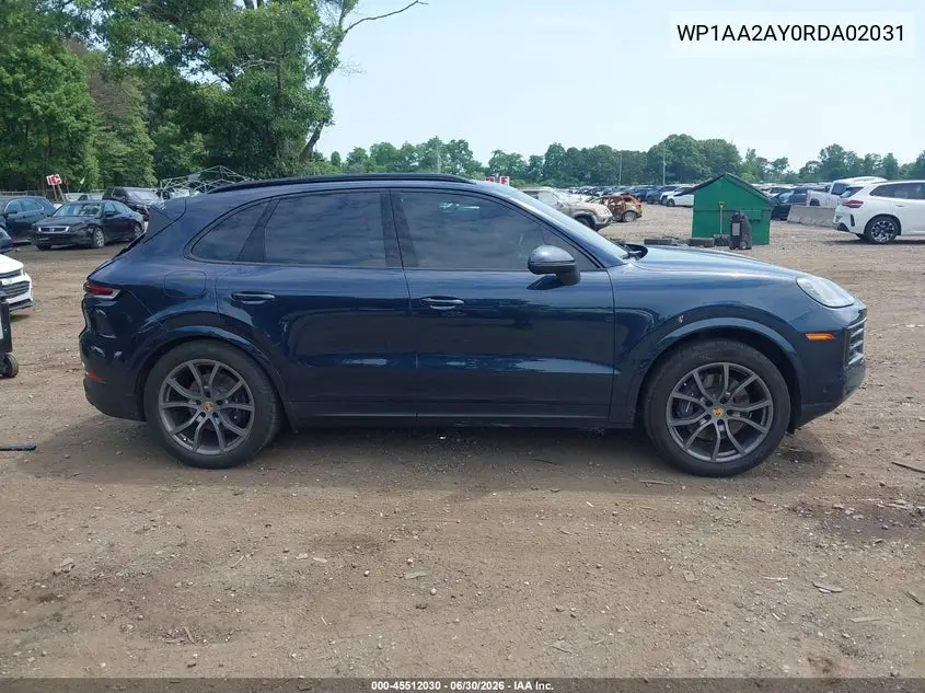 2024 Porsche Cayenne VIN: WP1AA2AY0RDA02031 Lot: 45512030