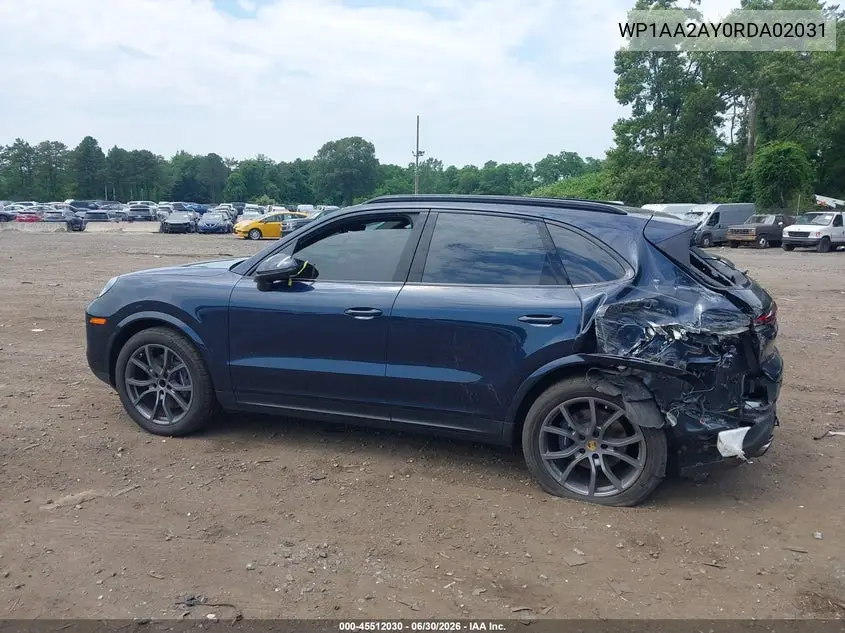 2024 Porsche Cayenne VIN: WP1AA2AY0RDA02031 Lot: 45512030
