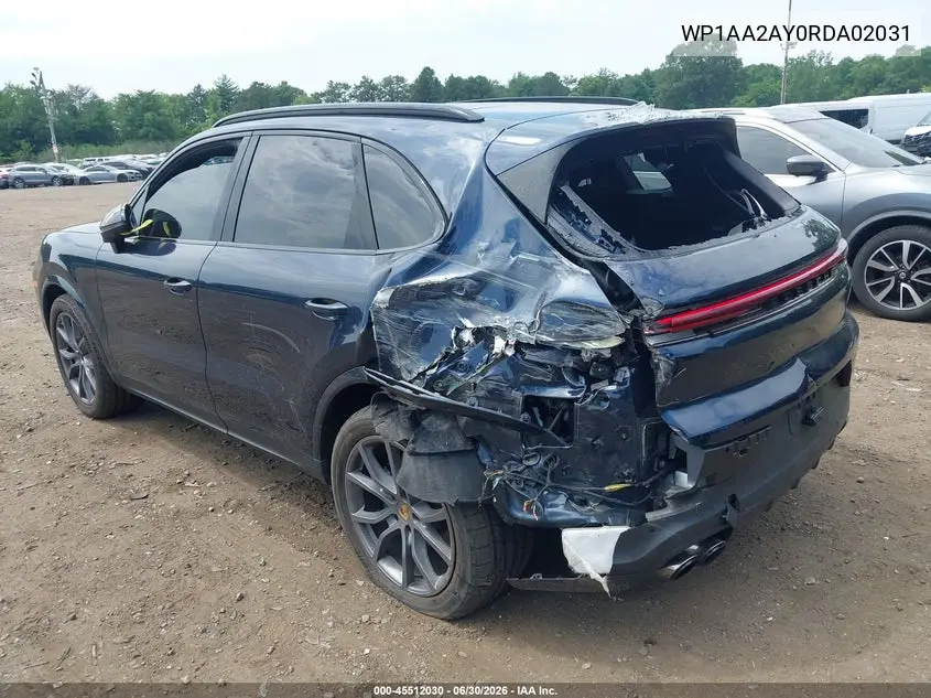 2024 Porsche Cayenne VIN: WP1AA2AY0RDA02031 Lot: 45512030