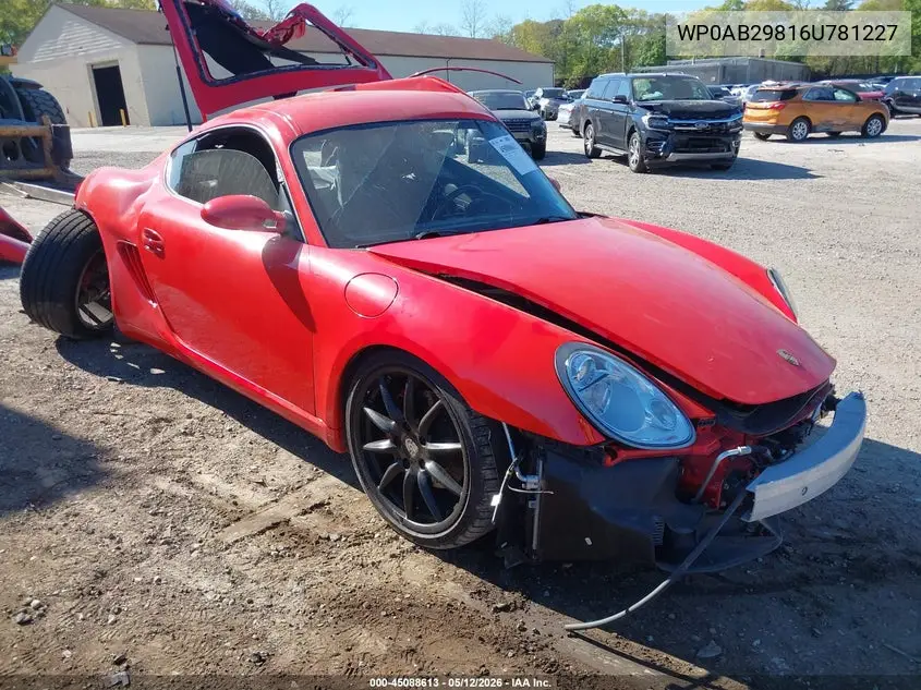 2006 Porsche Cayman S VIN: WP0AB29816U781227 Lot: 45088613