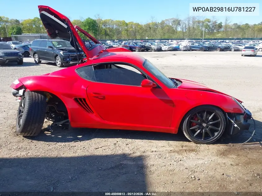 2006 Porsche Cayman S VIN: WP0AB29816U781227 Lot: 45088613