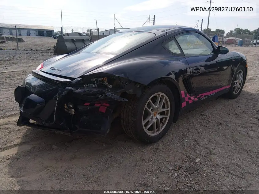 2007 Porsche Cayman VIN: WP0AA29827U760150 Lot: 45369684