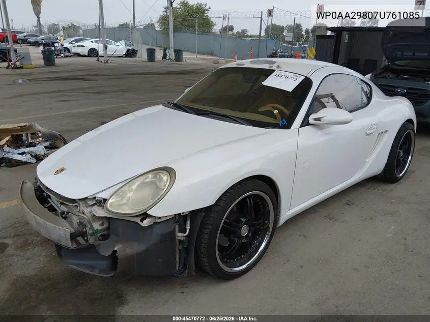 2007 Porsche Cayman VIN: WP0AA29807U761085 Lot: 45470772