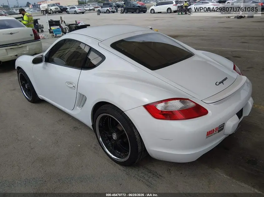 2007 Porsche Cayman VIN: WP0AA29807U761085 Lot: 45470772