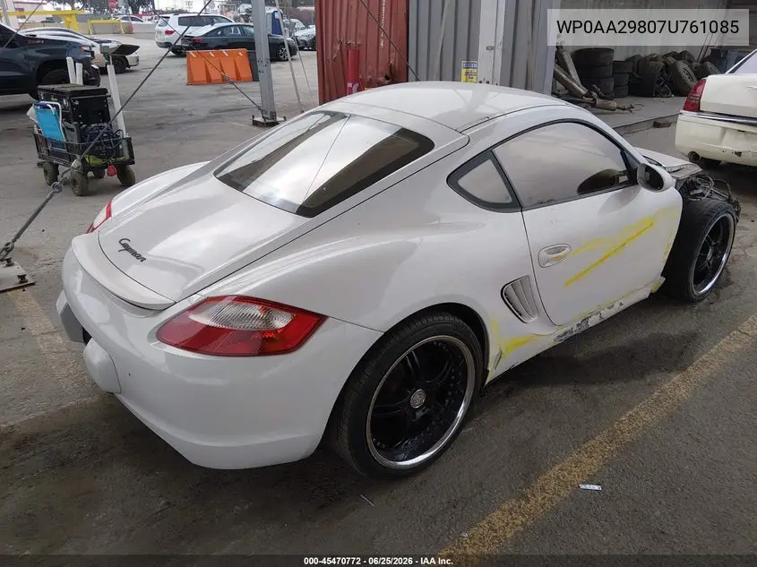 2007 Porsche Cayman VIN: WP0AA29807U761085 Lot: 45470772