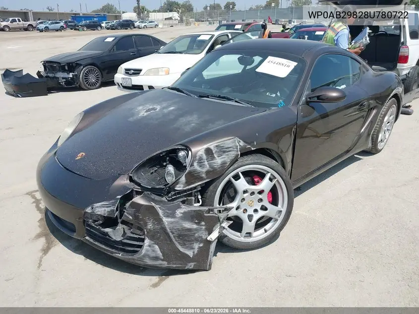 2008 Porsche Cayman S VIN: WP0AB29828U780722 Lot: 45448810