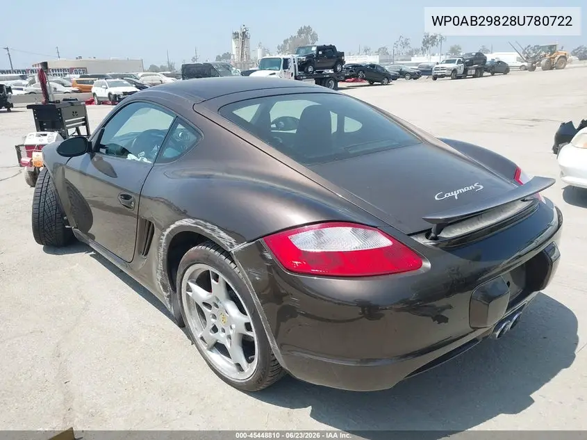 2008 Porsche Cayman S VIN: WP0AB29828U780722 Lot: 45448810