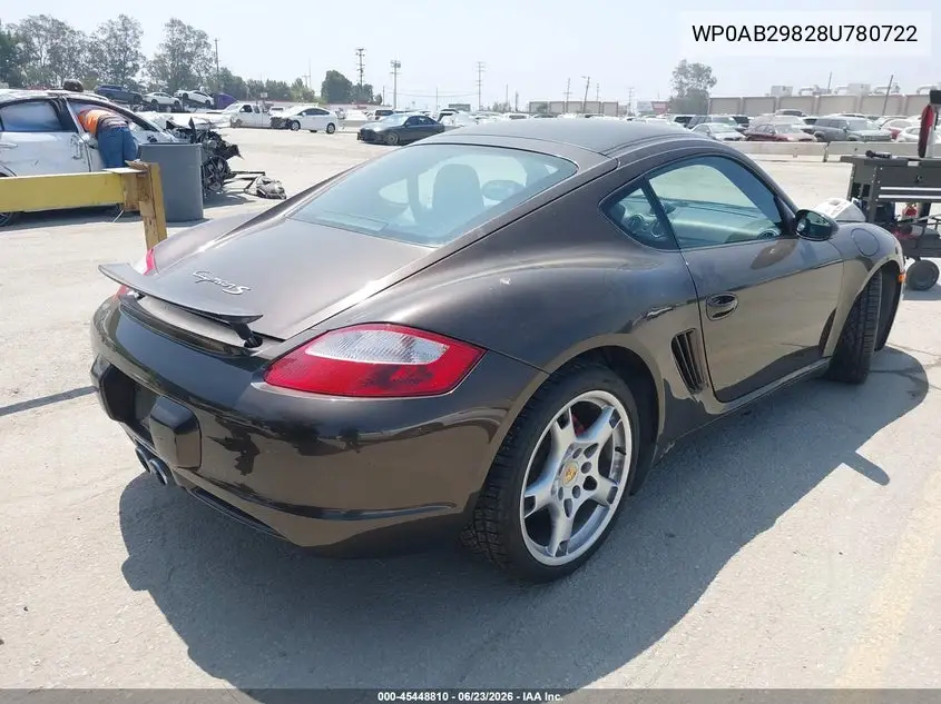 2008 Porsche Cayman S VIN: WP0AB29828U780722 Lot: 45448810