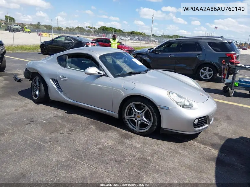 2010 Porsche Cayman VIN: WP0AA2A86AU760140 Lot: 45370656