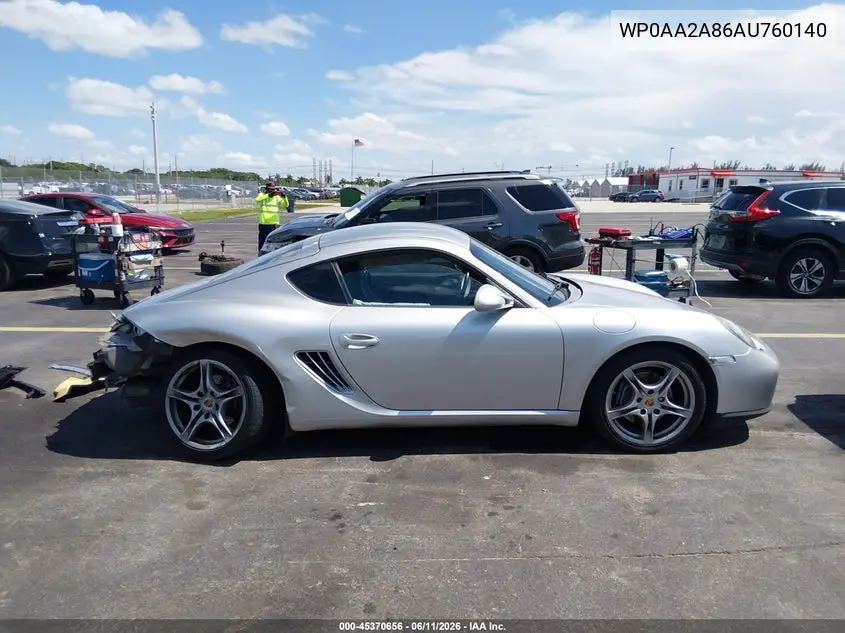 2010 Porsche Cayman VIN: WP0AA2A86AU760140 Lot: 45370656