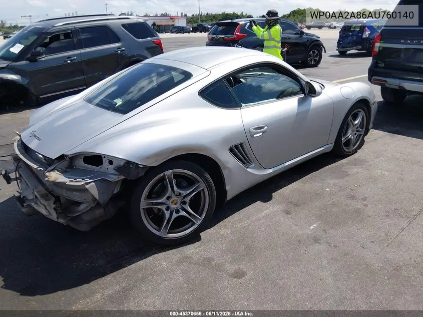 2010 Porsche Cayman VIN: WP0AA2A86AU760140 Lot: 45370656