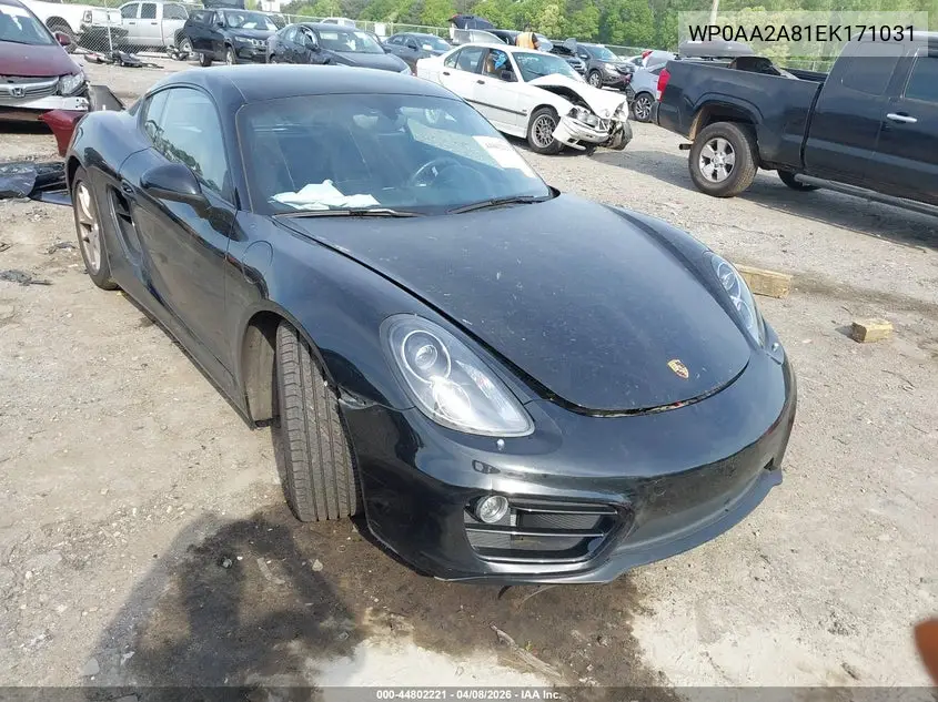 2014 Porsche Cayman VIN: WP0AA2A81EK171031 Lot: 44802221