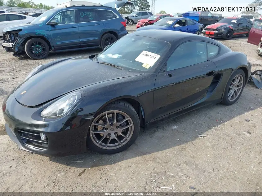 2014 Porsche Cayman VIN: WP0AA2A81EK171031 Lot: 44802221