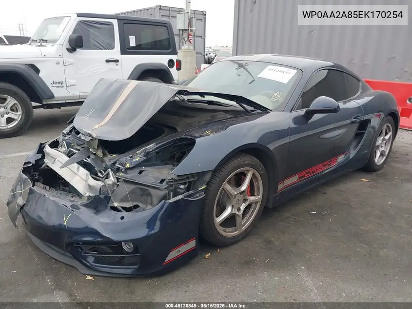 2014 Porsche Cayman VIN: WP0AA2A85EK170254 Lot: 45120845