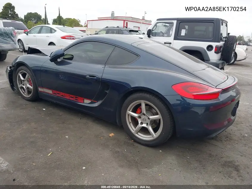 2014 Porsche Cayman VIN: WP0AA2A85EK170254 Lot: 45120845