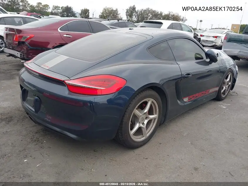 2014 Porsche Cayman VIN: WP0AA2A85EK170254 Lot: 45120845