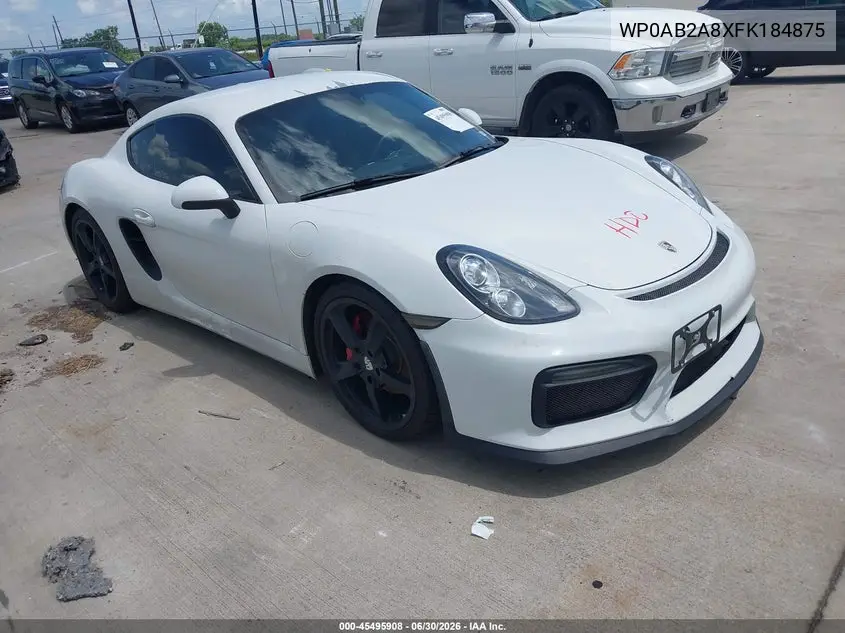 2015 Porsche Cayman S VIN: WP0AB2A8XFK184875 Lot: 45495908