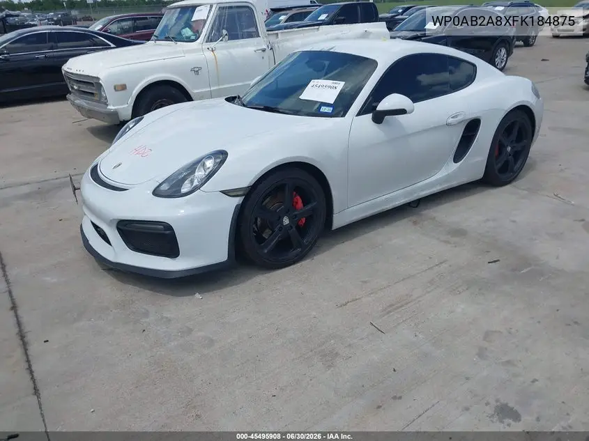 2015 Porsche Cayman S VIN: WP0AB2A8XFK184875 Lot: 45495908