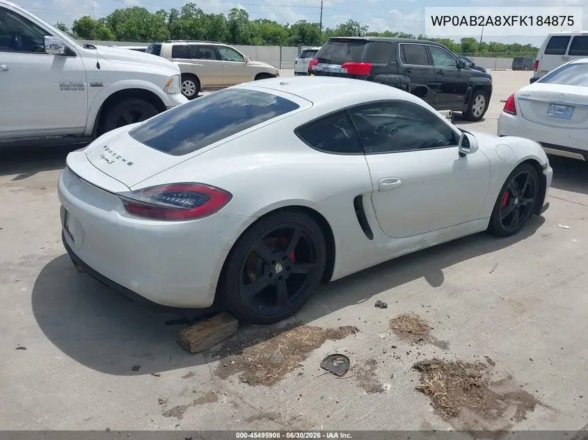 2015 Porsche Cayman S VIN: WP0AB2A8XFK184875 Lot: 45495908