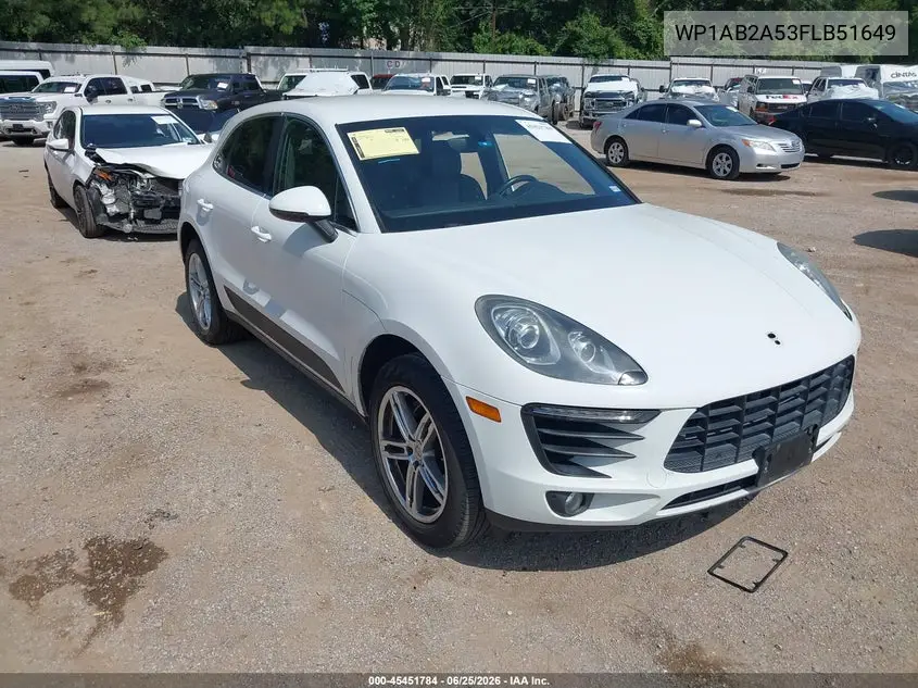 2015 Porsche Macan S VIN: WP1AB2A53FLB51649 Lot: 45451784