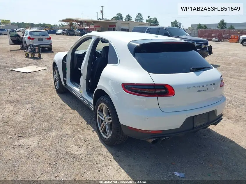 2015 Porsche Macan S VIN: WP1AB2A53FLB51649 Lot: 45451784