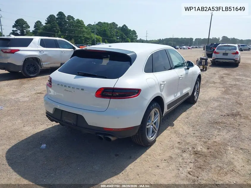2015 Porsche Macan S VIN: WP1AB2A53FLB51649 Lot: 45451784