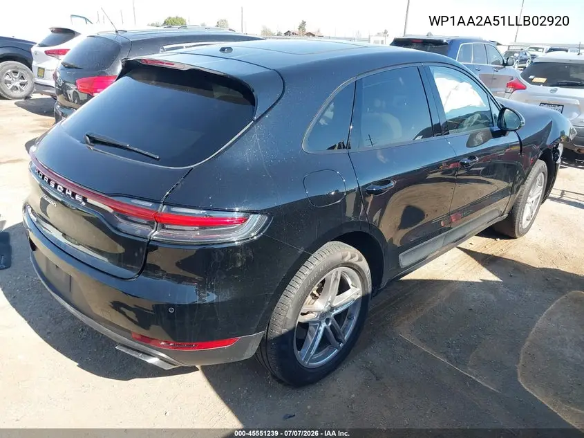 2020 Porsche Macan VIN: WP1AA2A51LLB02920 Lot: 45551239
