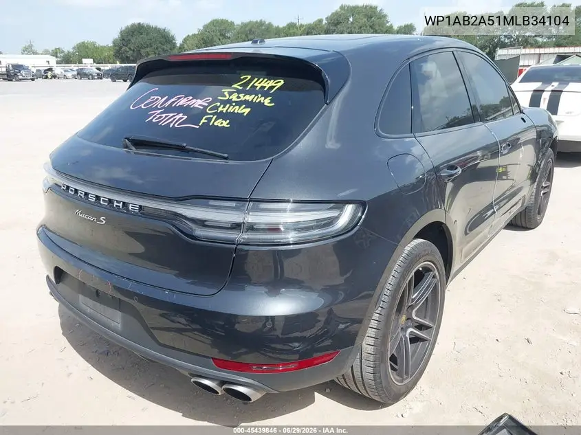2021 Porsche Macan S VIN: WP1AB2A51MLB34104 Lot: 45439846