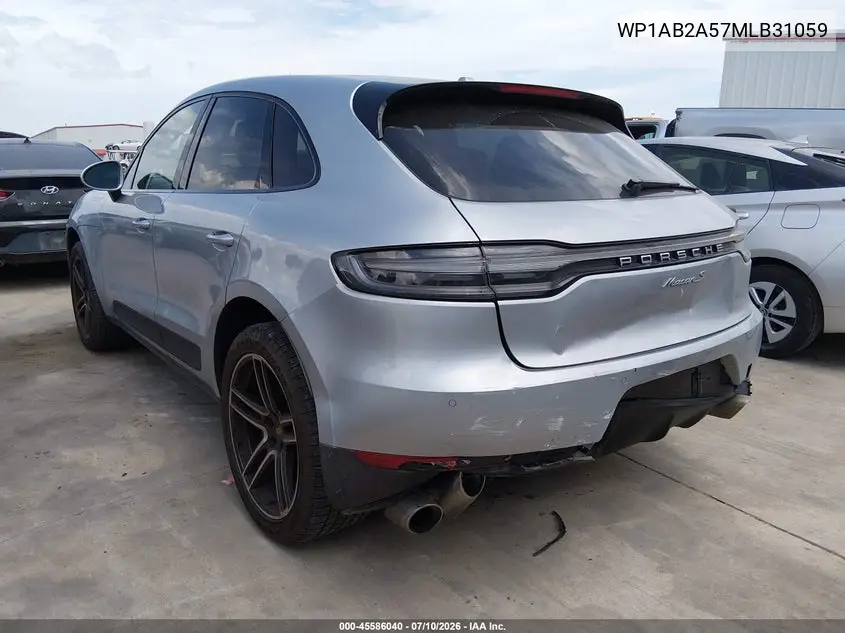 2021 Porsche Macan S VIN: WP1AB2A57MLB31059 Lot: 45586040