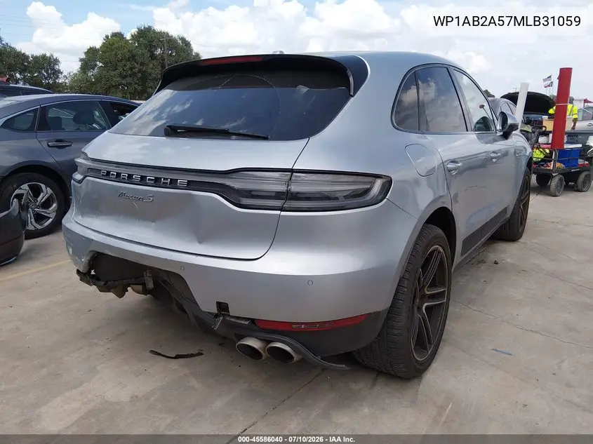 2021 Porsche Macan S VIN: WP1AB2A57MLB31059 Lot: 45586040
