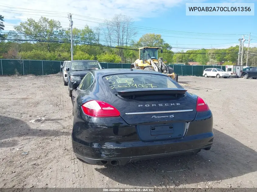 2012 Porsche Panamera 4S VIN: WP0AB2A70CL061356 Lot: 45094814