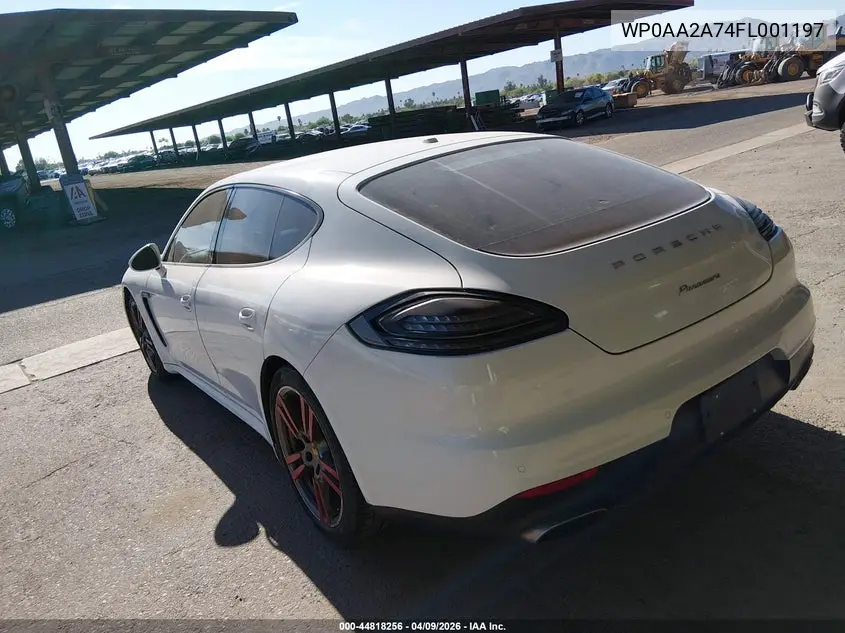 2015 Porsche Panamera 4 VIN: WP0AA2A74FL001197 Lot: 44818256