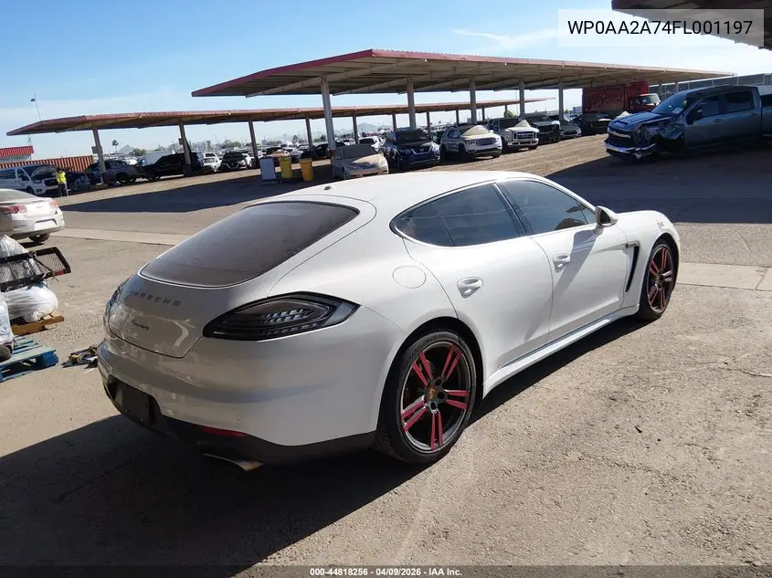 2015 Porsche Panamera 4 VIN: WP0AA2A74FL001197 Lot: 44818256