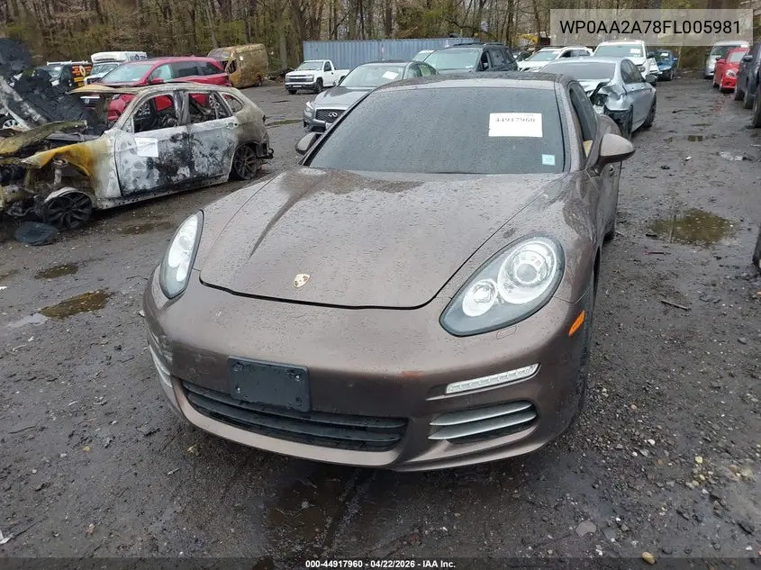 2015 Porsche Panamera 4 VIN: WP0AA2A78FL005981 Lot: 44917960