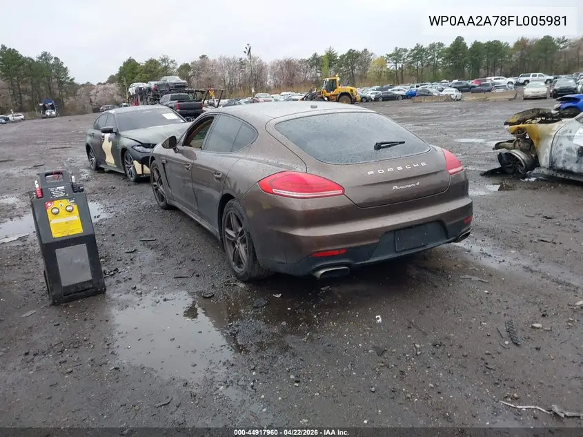 2015 Porsche Panamera 4 VIN: WP0AA2A78FL005981 Lot: 44917960