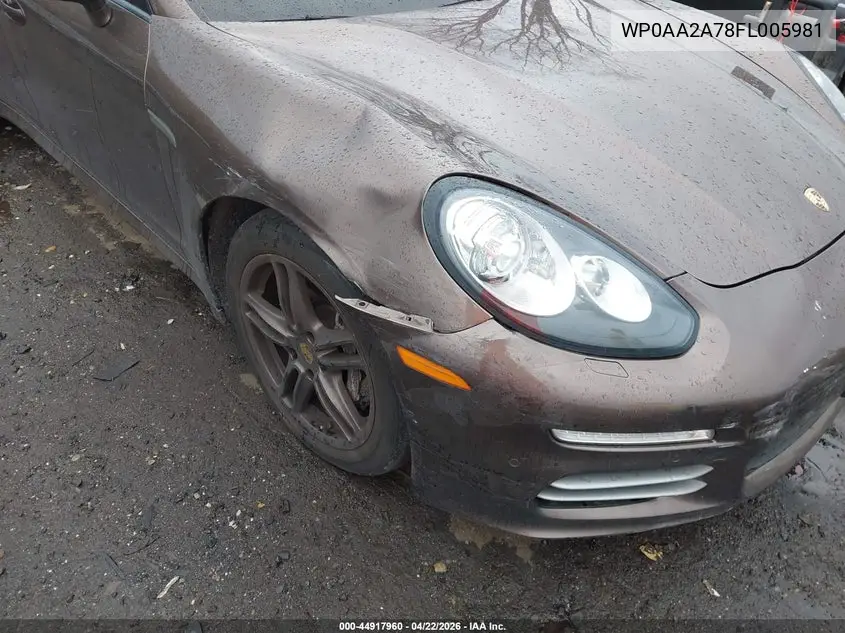 2015 Porsche Panamera 4 VIN: WP0AA2A78FL005981 Lot: 44917960