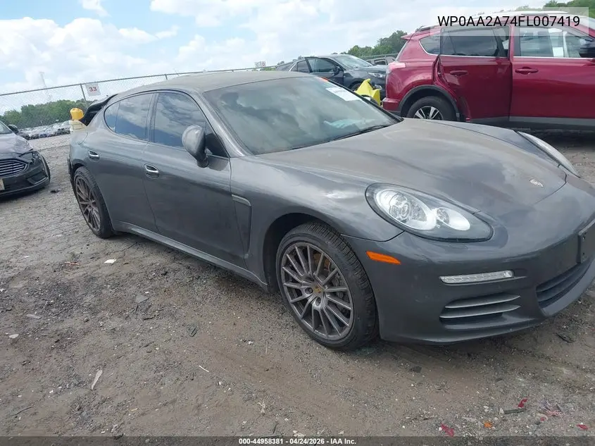 2015 Porsche Panamera 4 VIN: WP0AA2A74FL007419 Lot: 44958381
